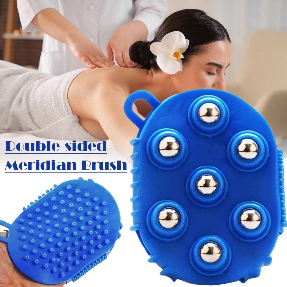 Spa And Wellness - قفازات التدليك اللمفاوي المحمولة بفرشاة مزدوجة